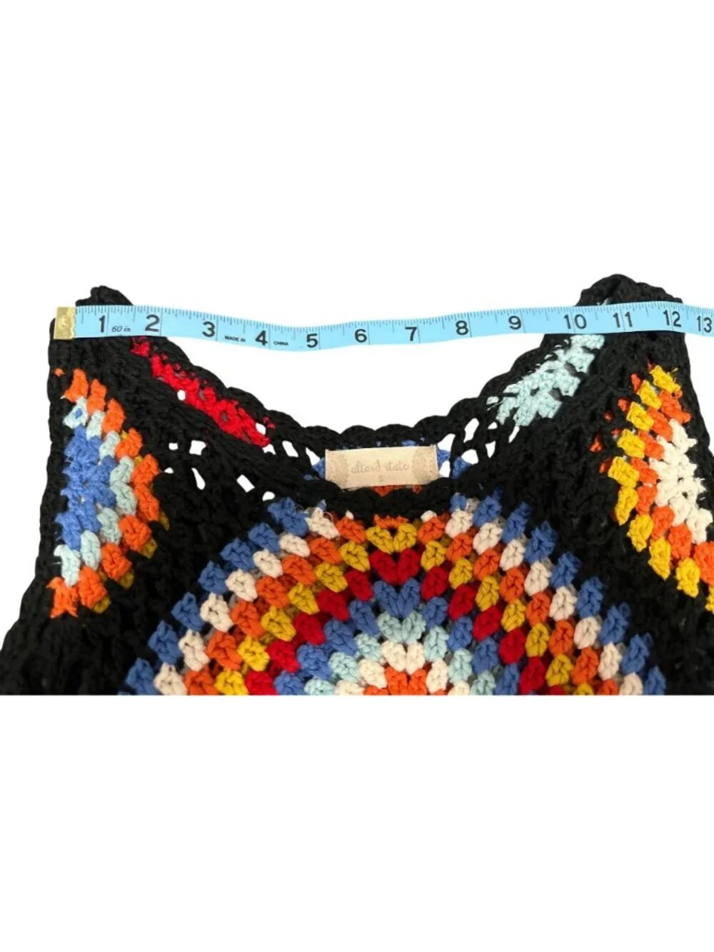 Altar'd State Blossom Crochet Granny Square Crop Top Multi Knit Boho Festival S